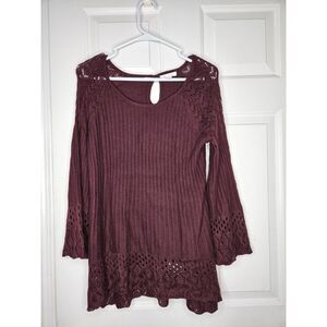 Lauren Conrad Size Large Light Weight Knit Sweater Burgundy